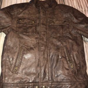 Boys gap brown leather biker